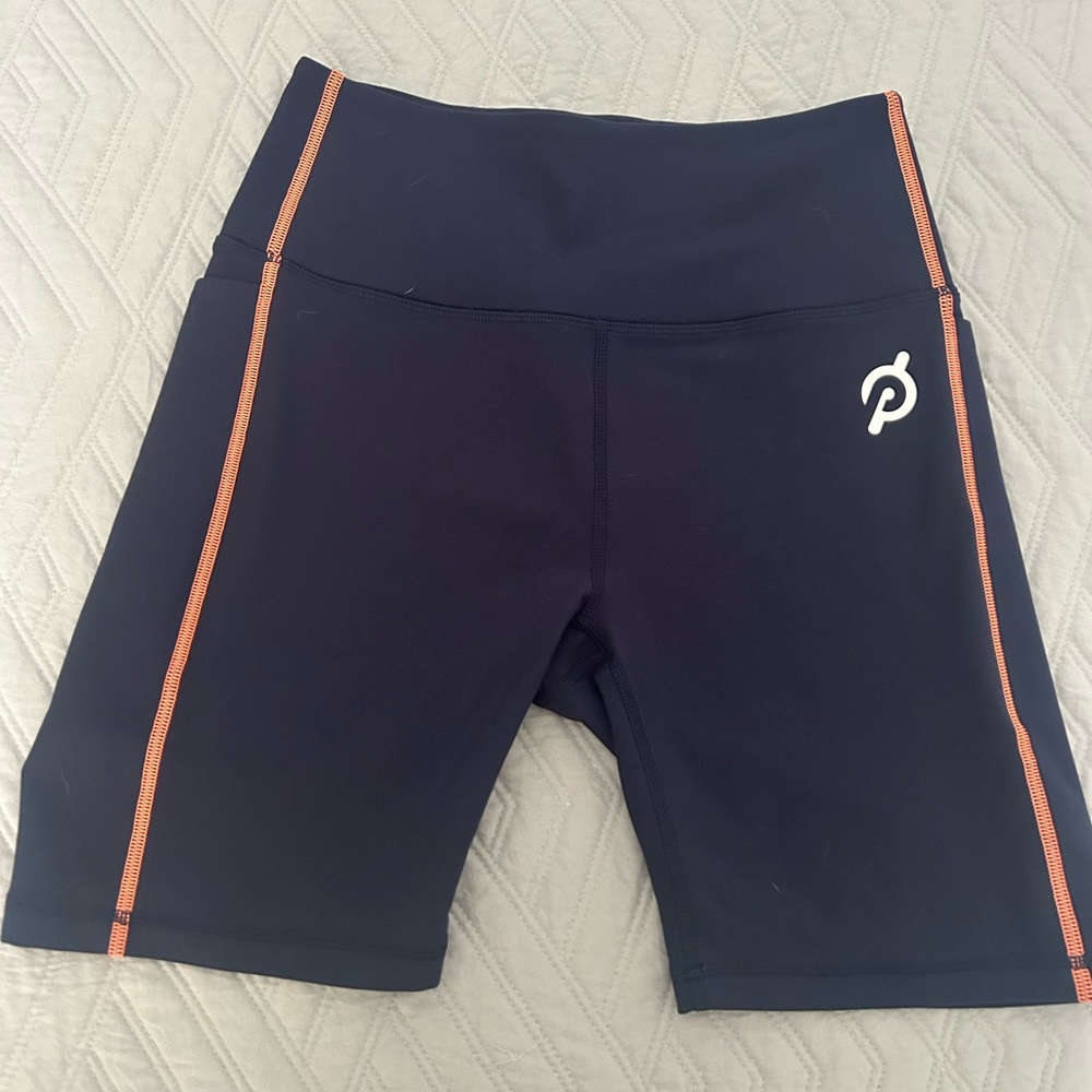 Peloton Black and Orange Bike Shorts for Active Comfort